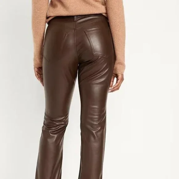 NWT Old Navy High-Waisted Faux-Leather Boot-Cut Ankle Pants - Picture 2 of 4